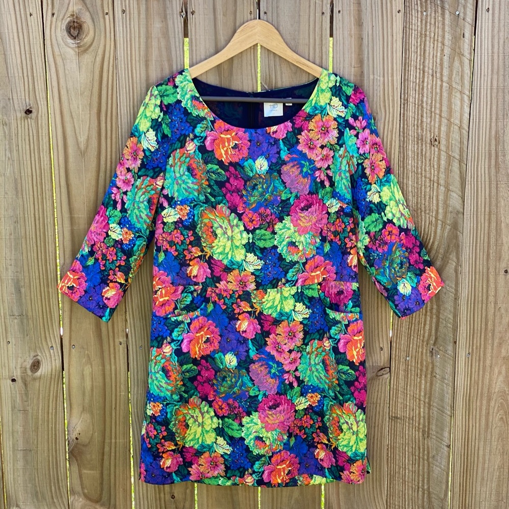 SOLD Anthro HD in Paris 3/4 Sleeve Floral Sheath Dress